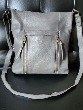 The Sak Collective Ladera Gray Leather Crossbody Bag Hobo Shoulder Purse
